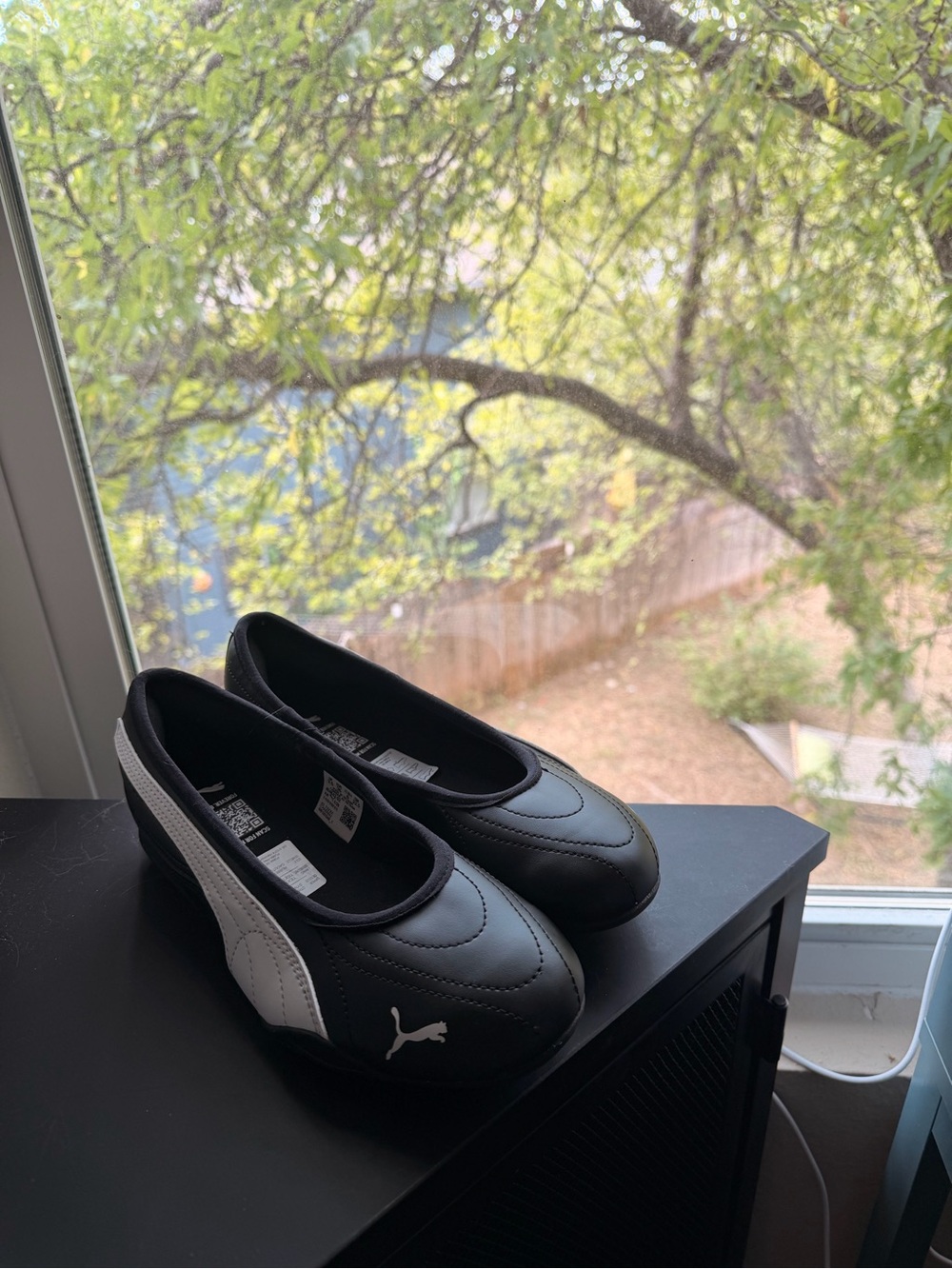 Puma Black and White Women's Slip-On Ballet Flats